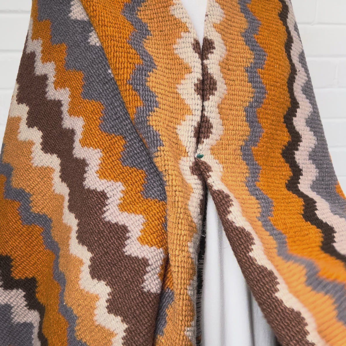 Mountain Knit Polyester Wool Brown Chevron Fabric Video