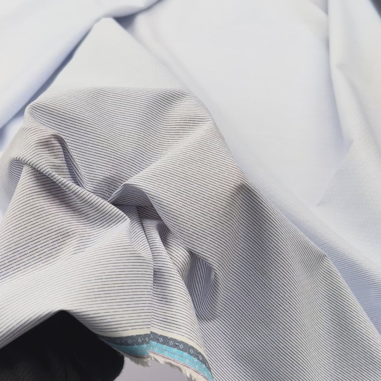 Cotton Camiceria Italian Blue White Pinstripe Fleck Shirt Fabric Video