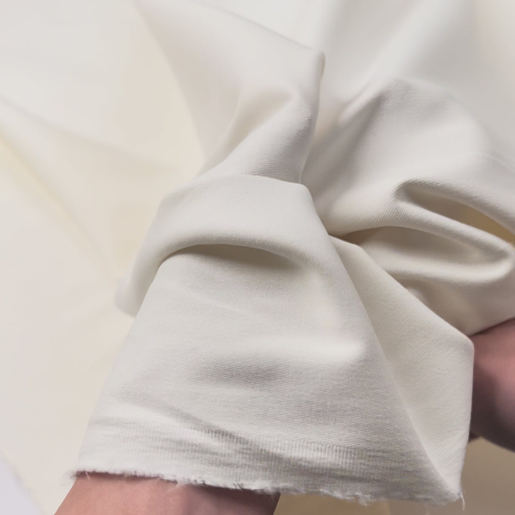 Italian Ex-Designer Soft Cream Cotton Stretch Twill Fabric Delitelli Video