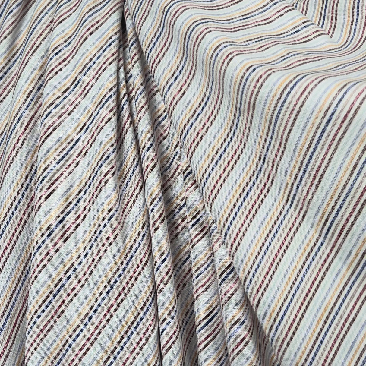 Helter Skelter Harbour Blue Viscose Linen Stripe Woven Dress Fabric Video

