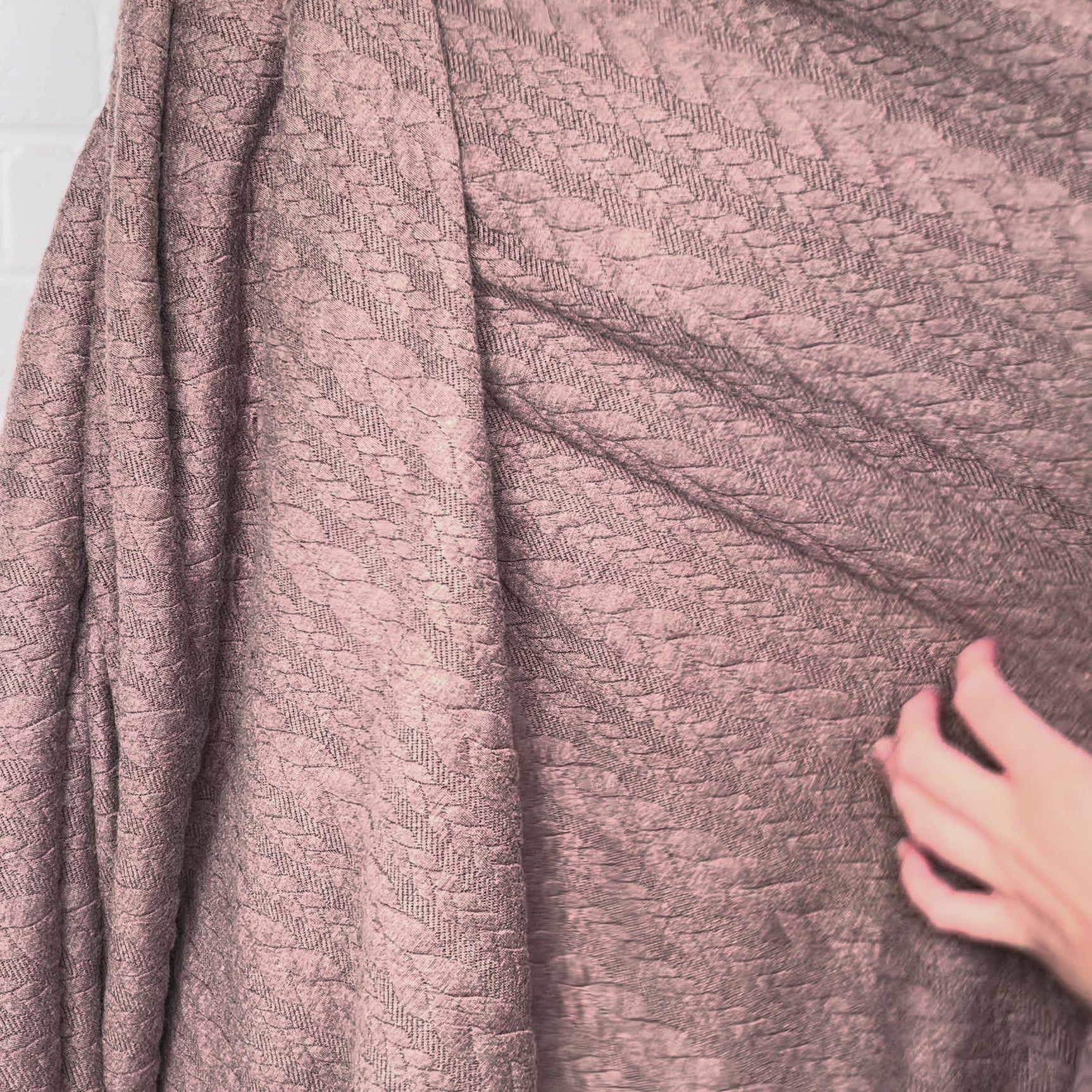 Cable Jersey Cocoa Marl Brown Polyester Viscose Elastane Rope Double Knit Fabric Video