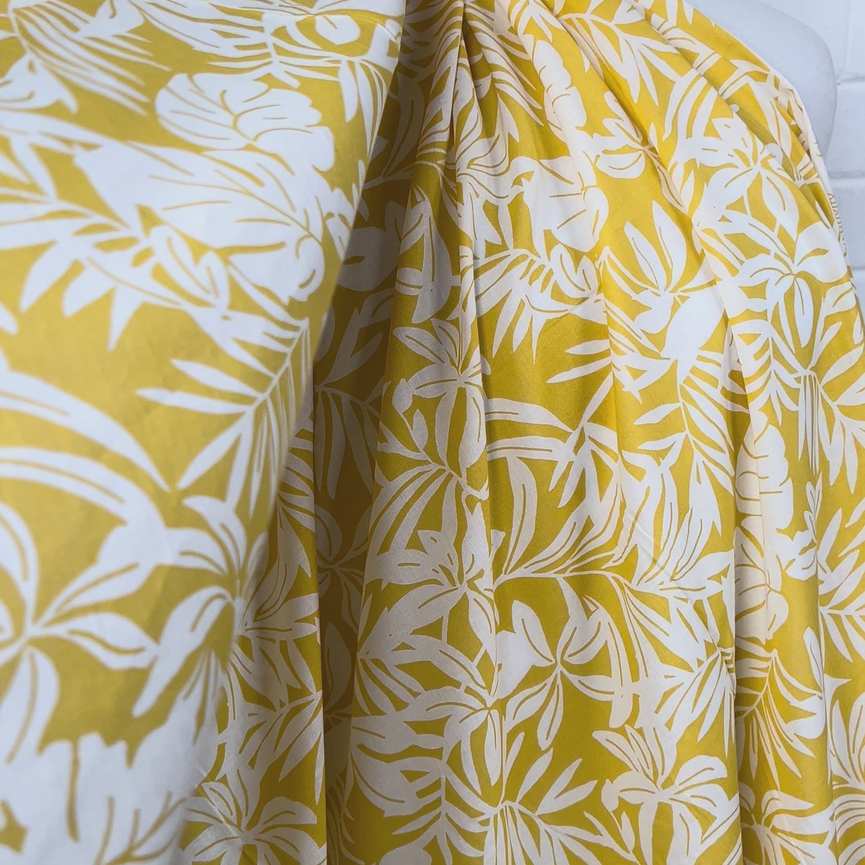 Yellow Floral Print Cotton Voile Dress Fabric Island Breeze - Banana Video