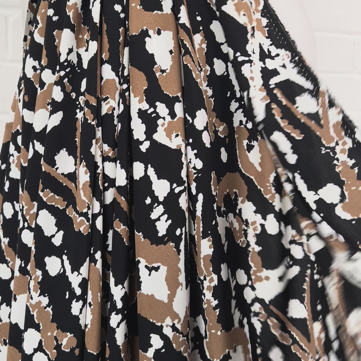 Black and Brown Printed Dress Fabric Viscose Challis Muddy Waters Video