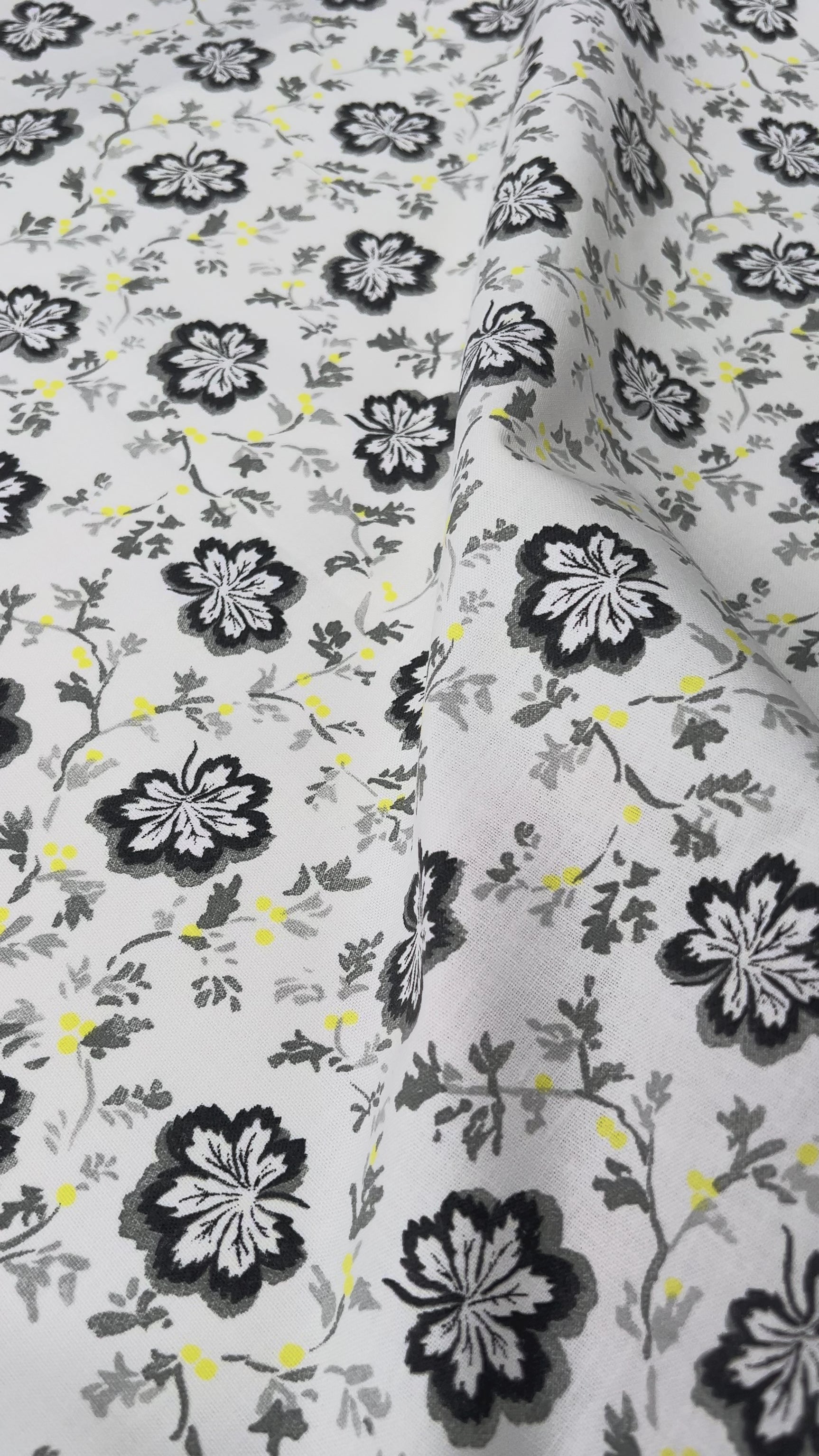 Grey Floral Print Cotton Fabric Designers Guild - Camomile - Slate Video