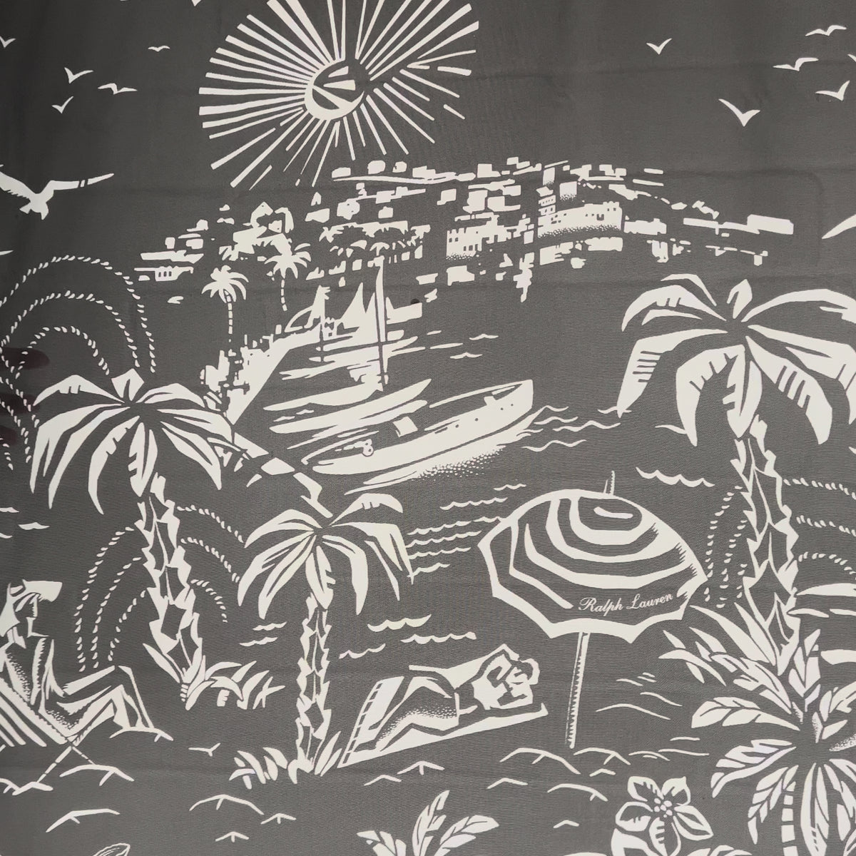 Designer Italian Black White Holiday Print Dress Fabric Ralph Silk Video