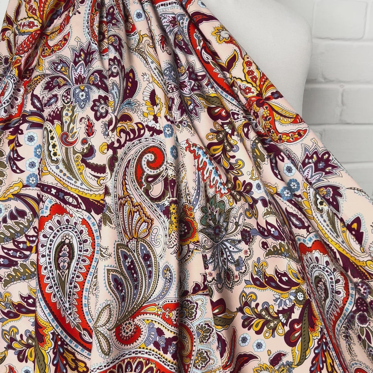 Pima Cotton Lawn Spice Market Abstract Paisley Red Dress Fabric Video