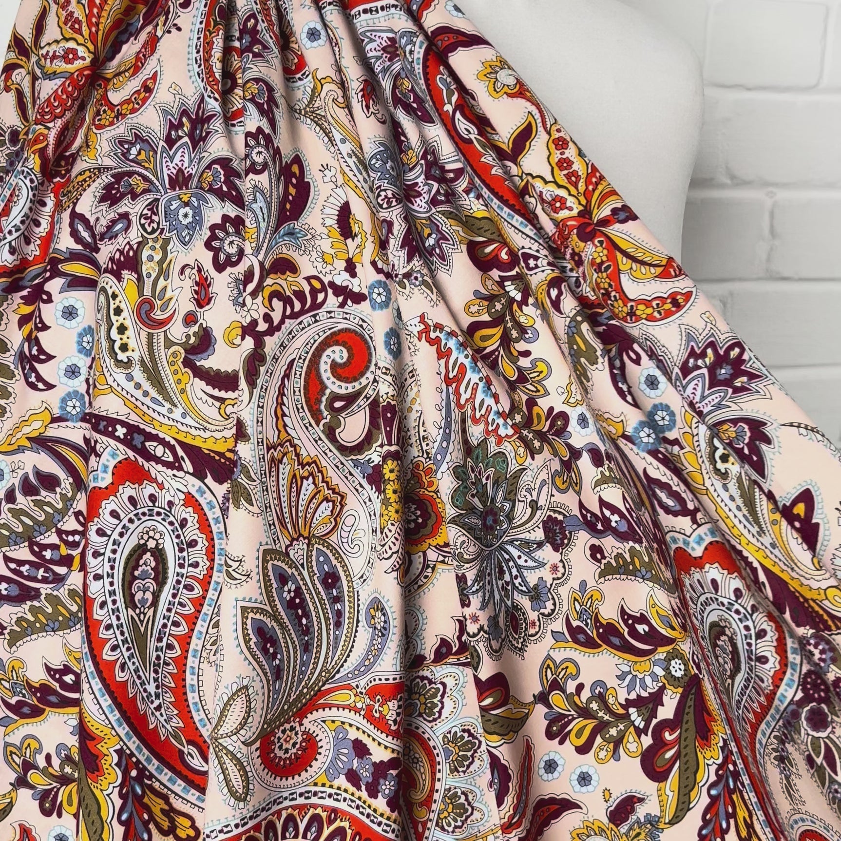 Pima Cotton Lawn Spice Market Abstract Paisley Red Dress Fabric Video