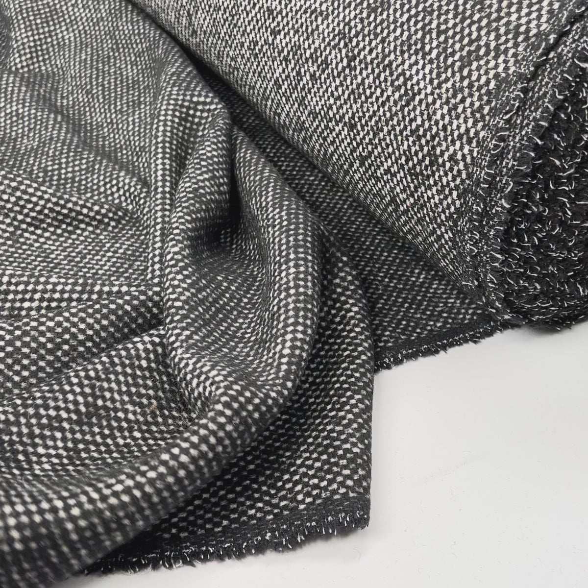 Arctic Circle Polyester Wool Gingham Black White Spot Coating Fabric Vid