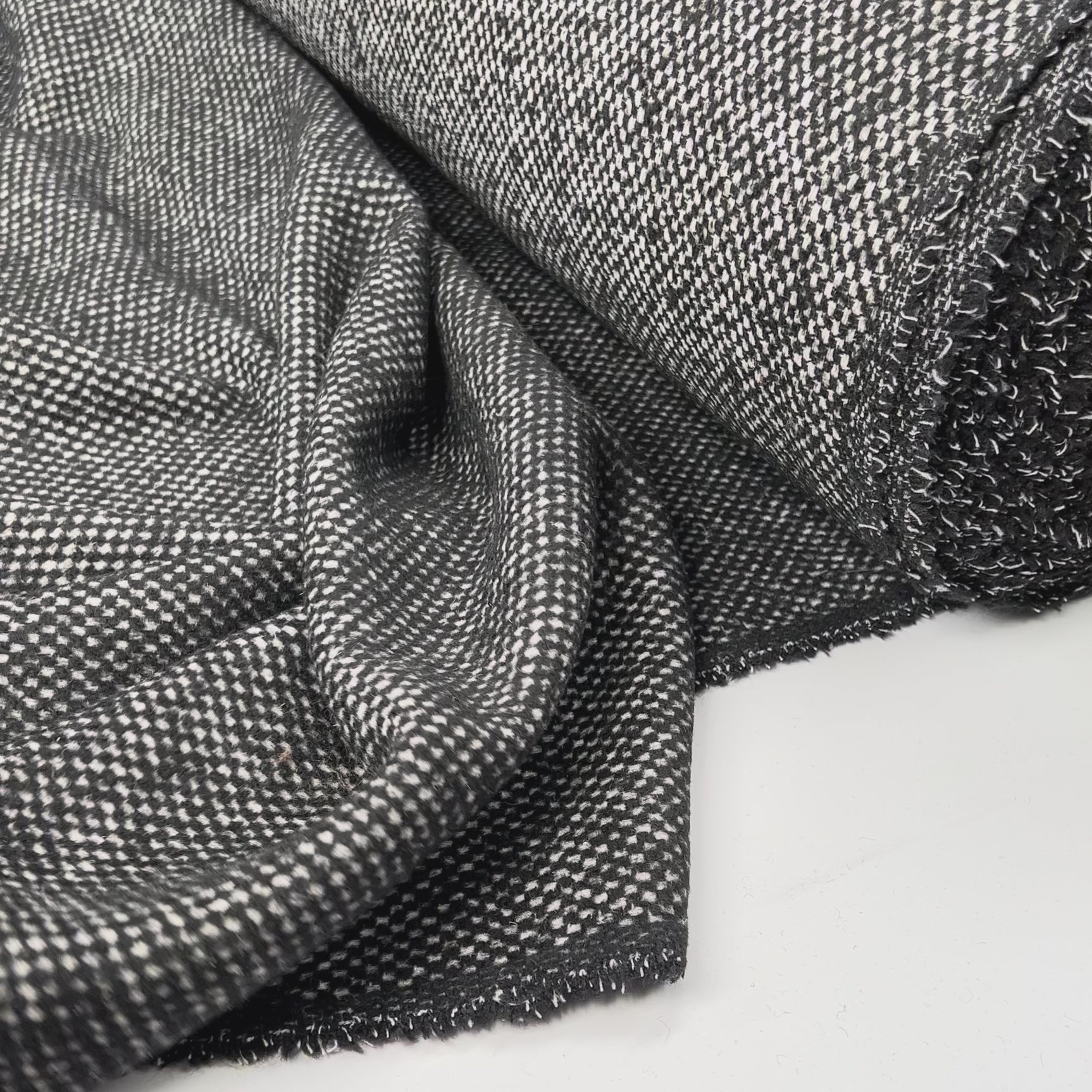 Arctic Circle Polyester Wool Gingham Black White Spot Coating Fabric Vid