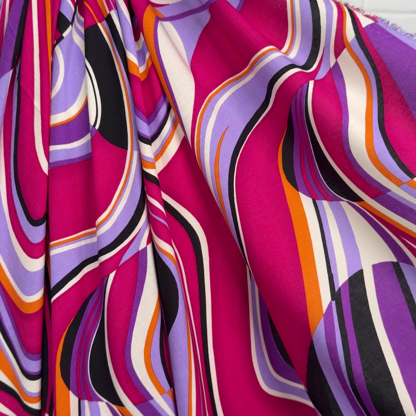 Signature Viscose Orbit Pink Purple Abstract Dress Fabric Video