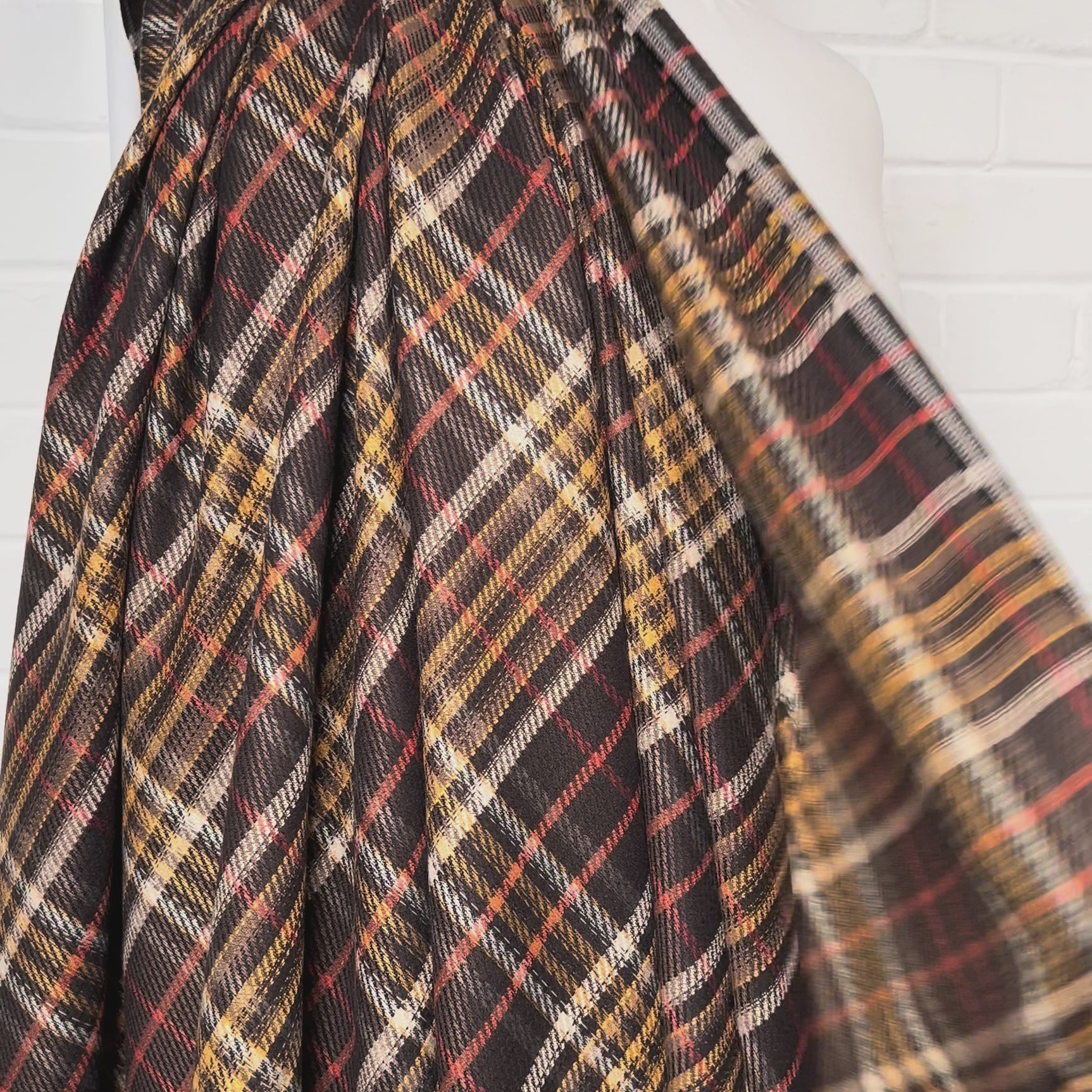Of The Earth Polyester Viscose Elastane Check Fabric video