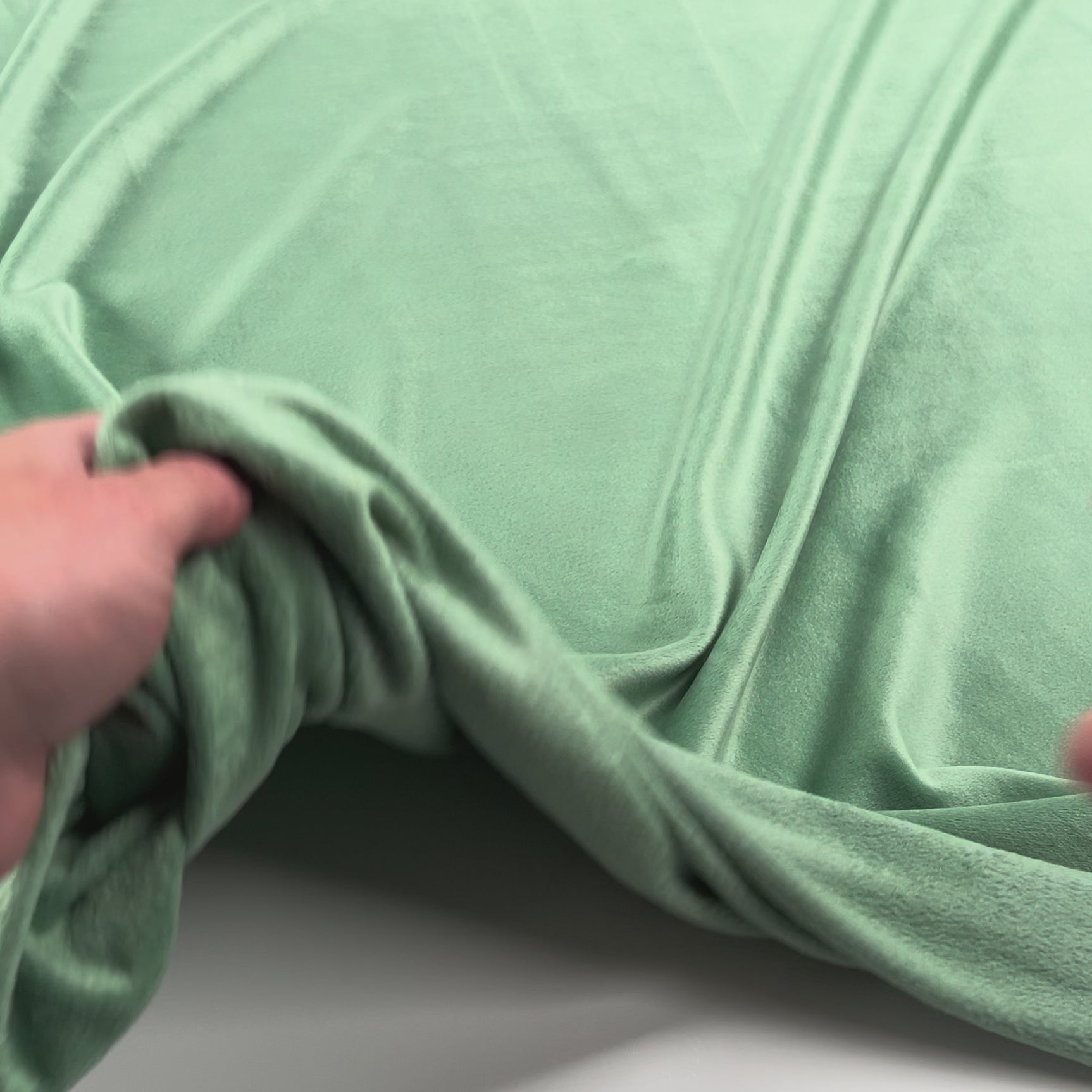 Comfort Velour Mint Green Polyester Elastane Soft Fleece Jersey Fabric Video