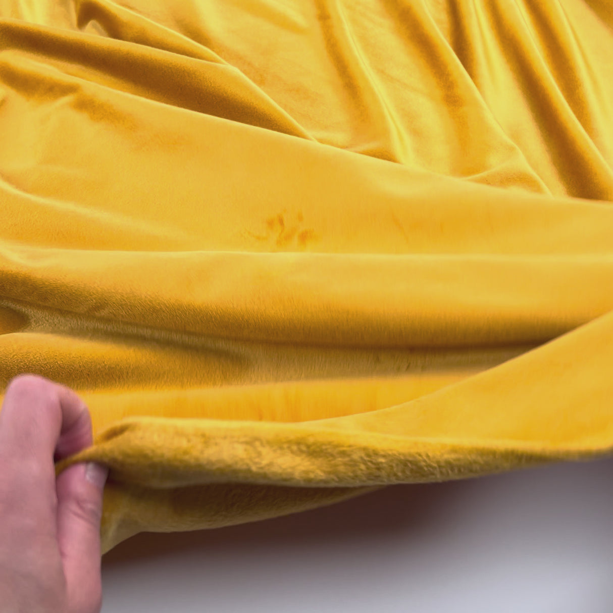 Comfort Velour Mustard Yellow Polyester Elastane Soft Fleece Jersey Fabric Video