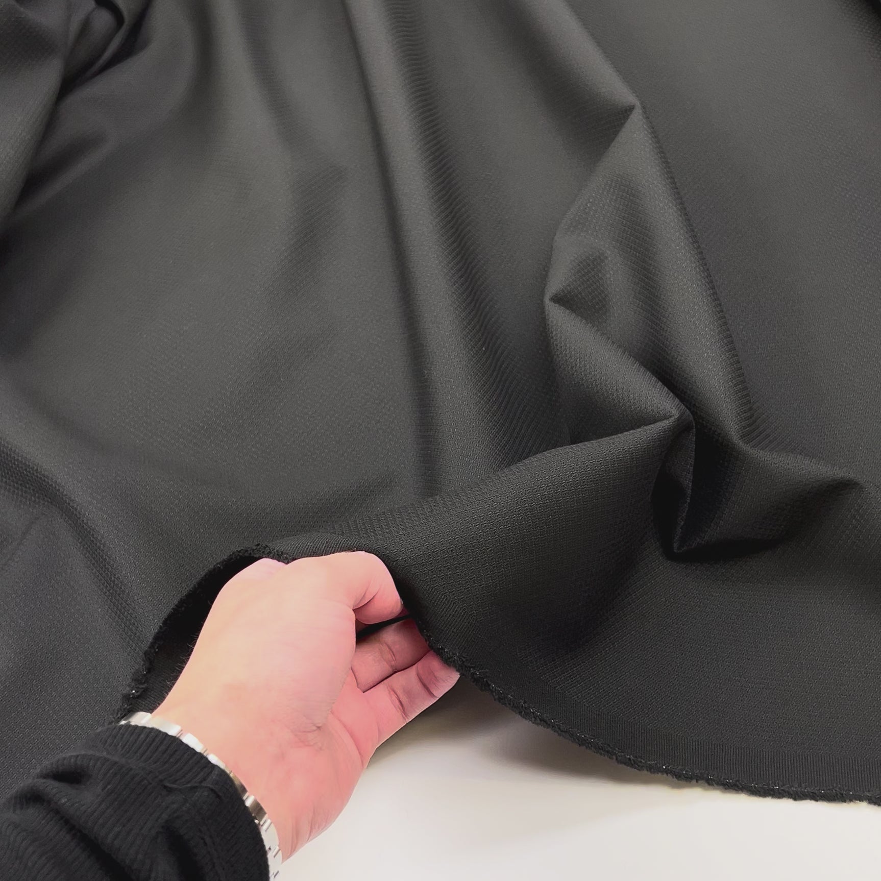 British Black Wool Polyester Diamond Suiting Fabric Imperial Night Video