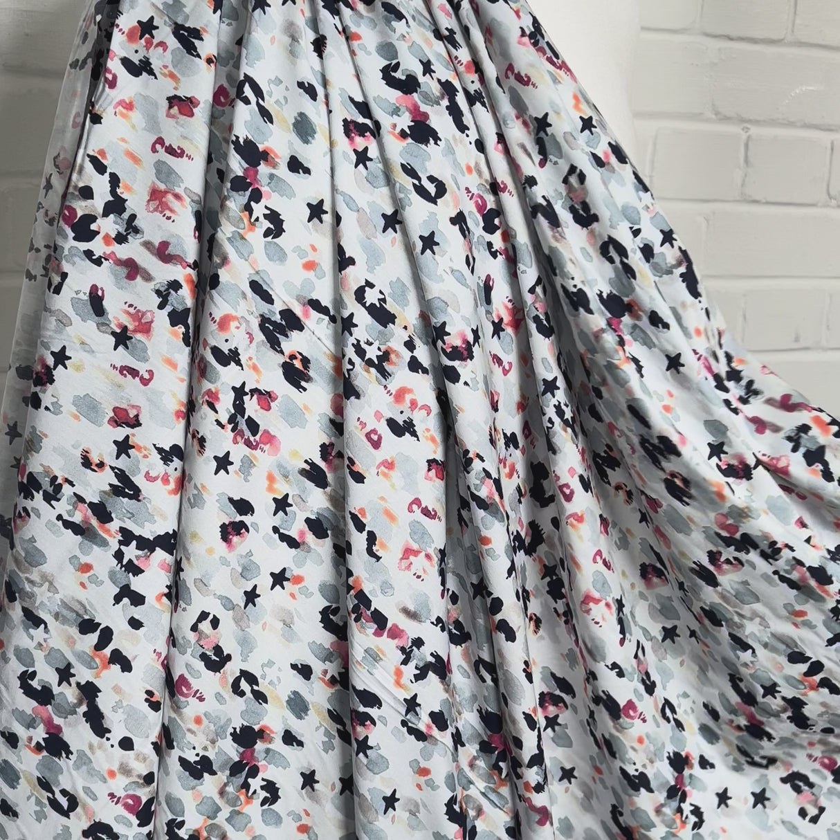 Abstract Floral Cotton Dress Fabric Dashwood Lawn - Flourish Grey Video