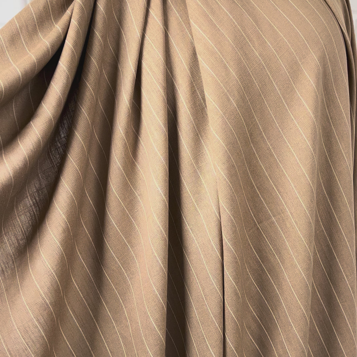 Ex-Designer Cotton Blend Dress Fabric Italian Linen Mix Brown Stripe Video
