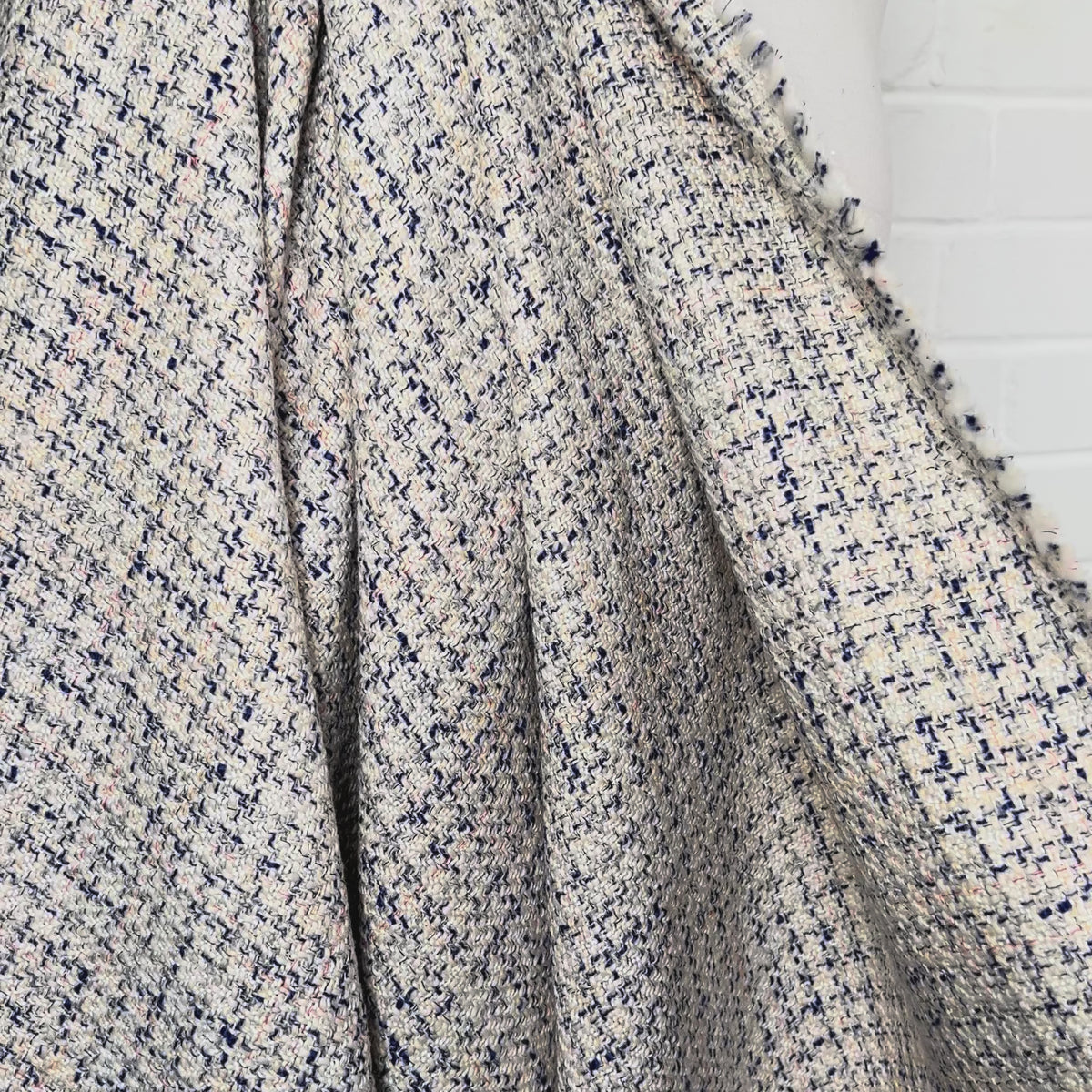 Regency Tweed Cotton Blend Blue Cream Fabric Video