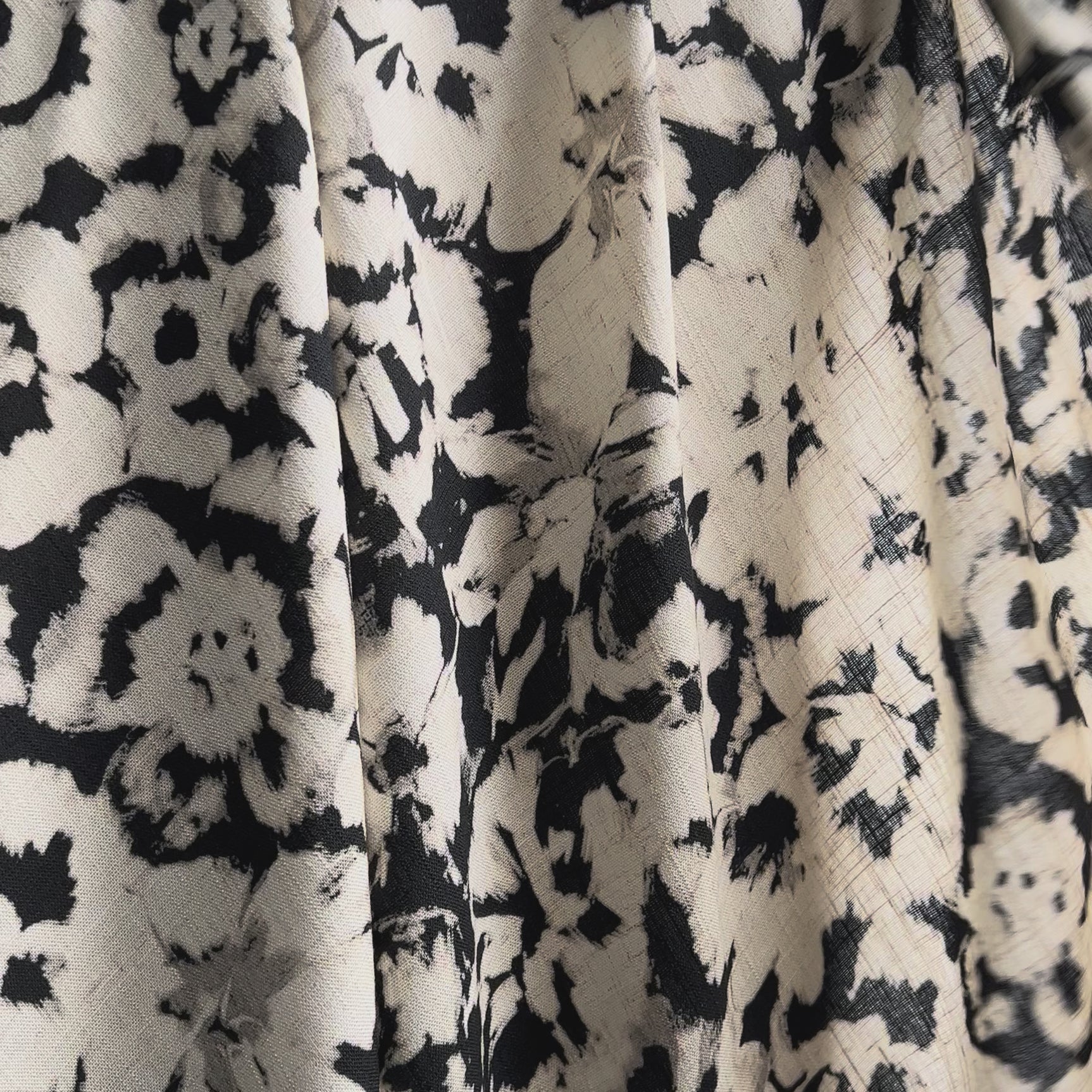 Viscose Linen Rorschach John Louden Black Cream Abstract Woven Dress Fabric Video