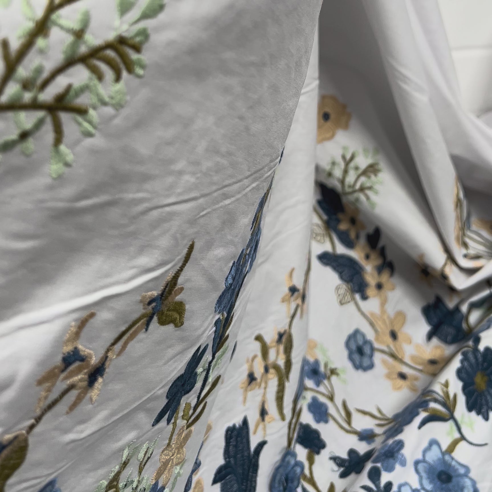 Aegean Bloom Cotton Embroidered Floral Dress Fabric Video