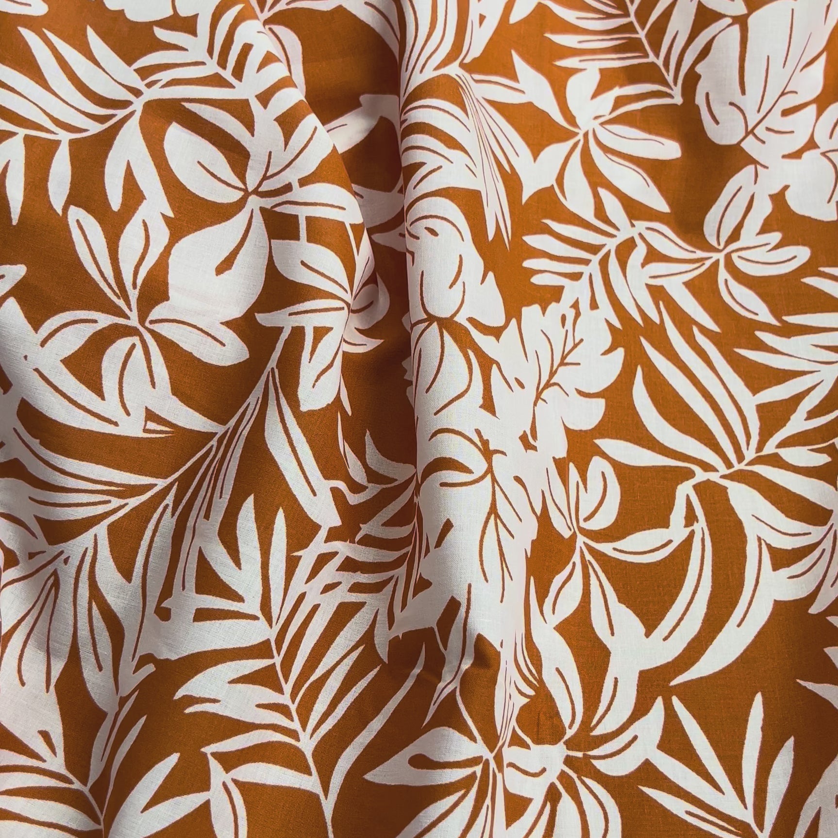 Orange Floral Print Cotton Voile Dress Fabric Island Breeze - Papaya Video