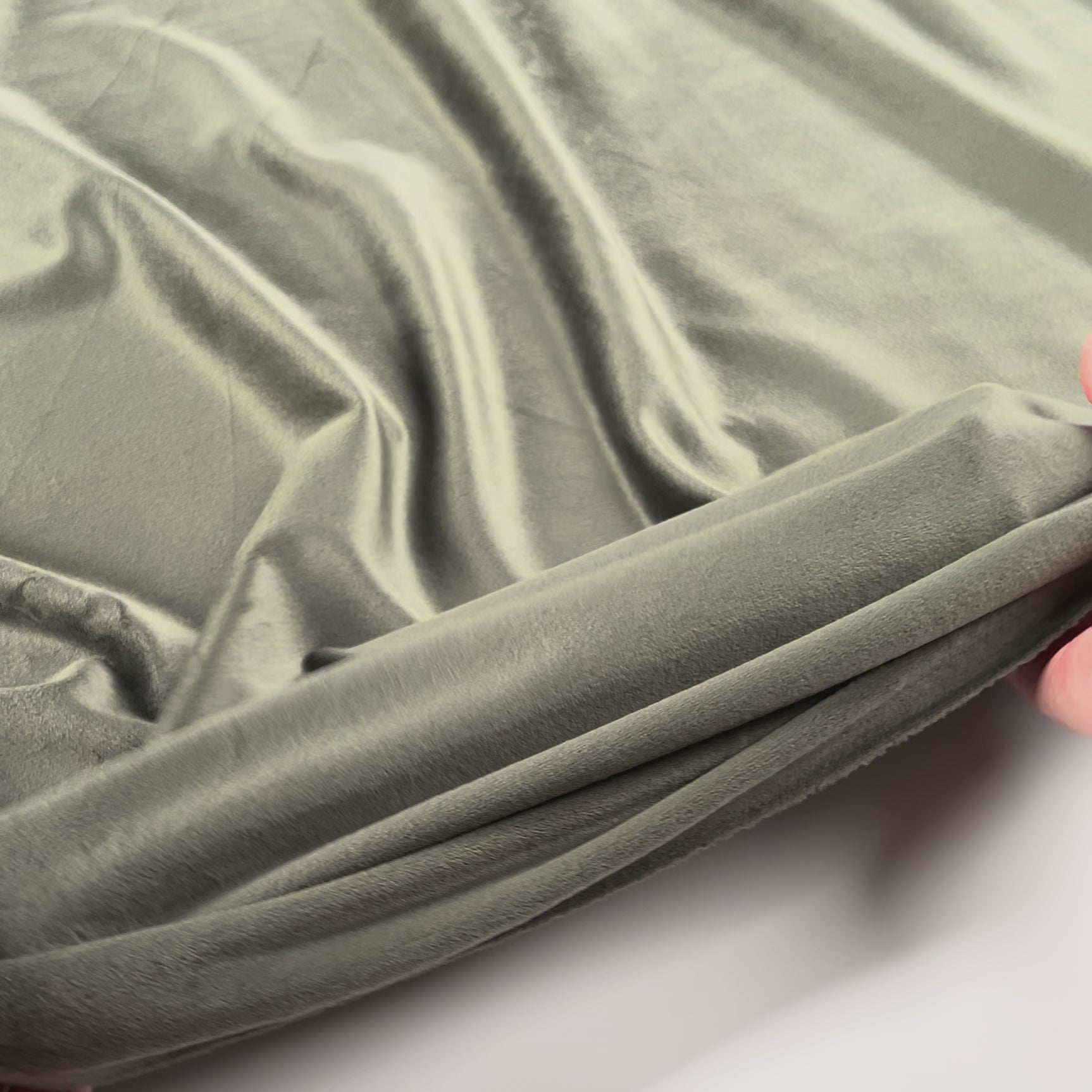 Comfort Velour Olive Green Polyester Elastane Soft Fleece Jersey Fabric Video