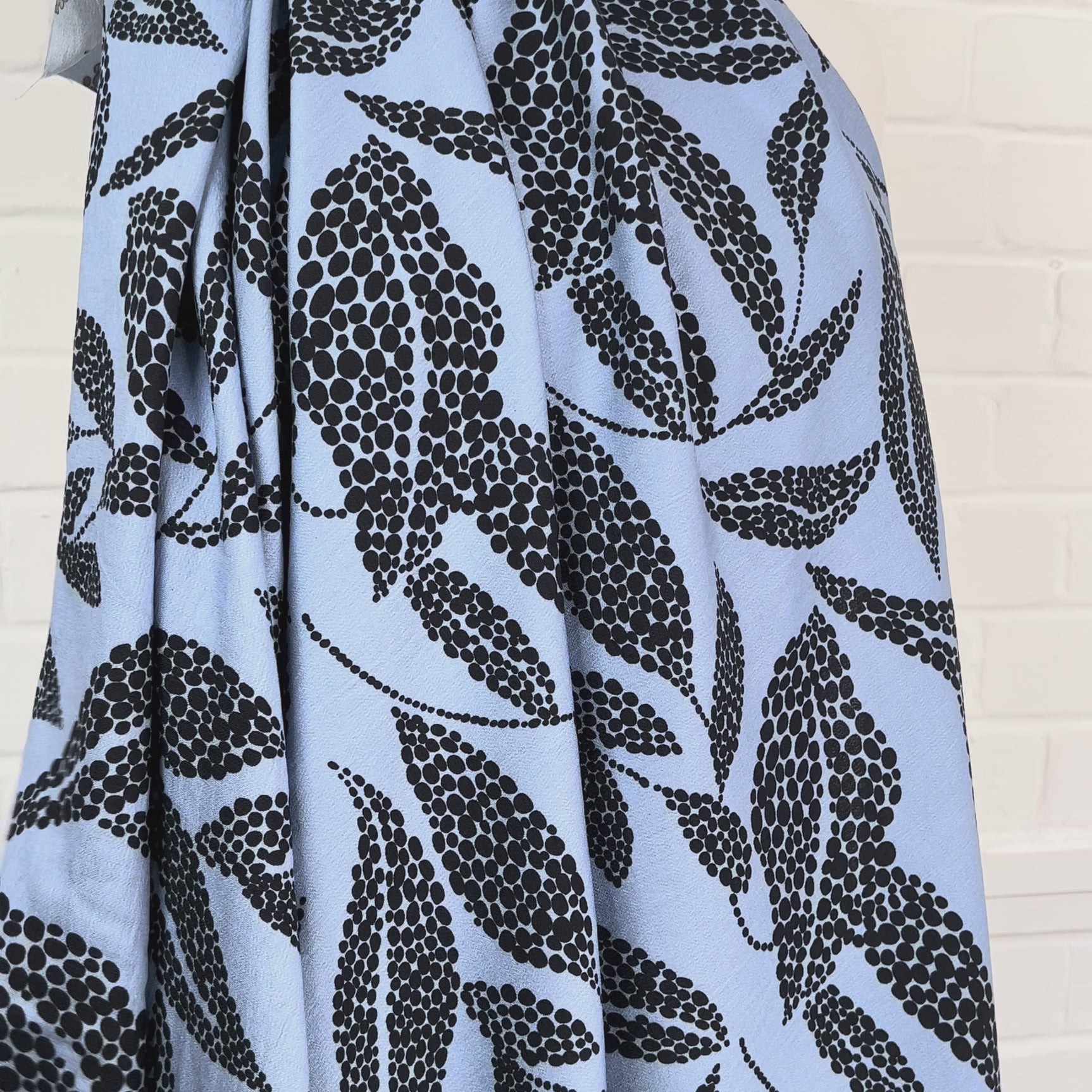 Viscose Morrocain Spot The Sky Blue Leaf Dress Fabric Video