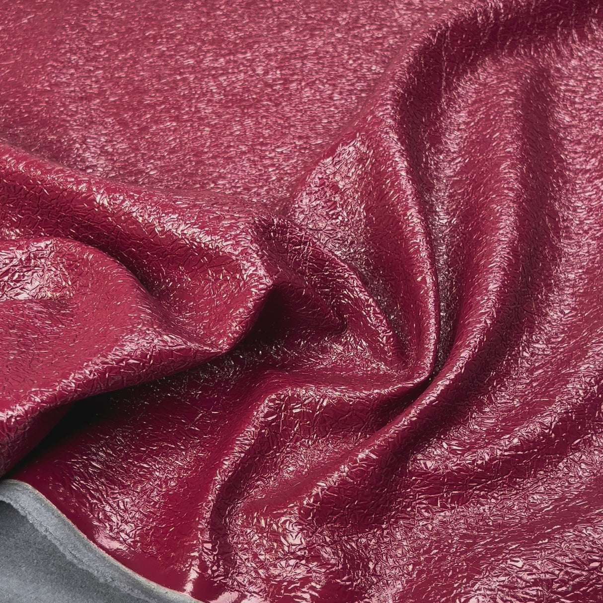 Thrille Red Faux Leather Polyester Grey Brushed Reverse Crackle Fabric Video