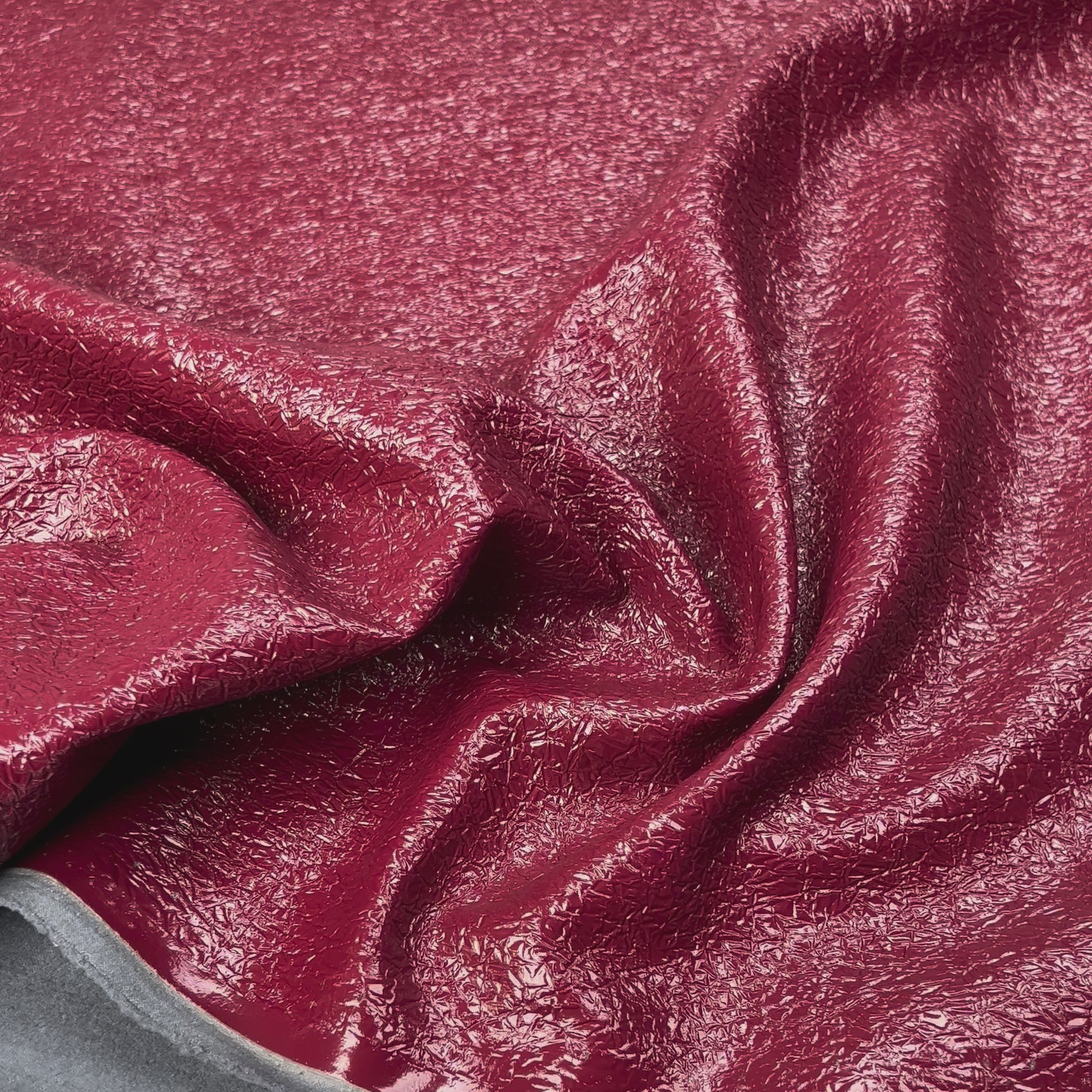 Thrille Red Faux Leather Polyester Grey Brushed Reverse Crackle Fabric Video