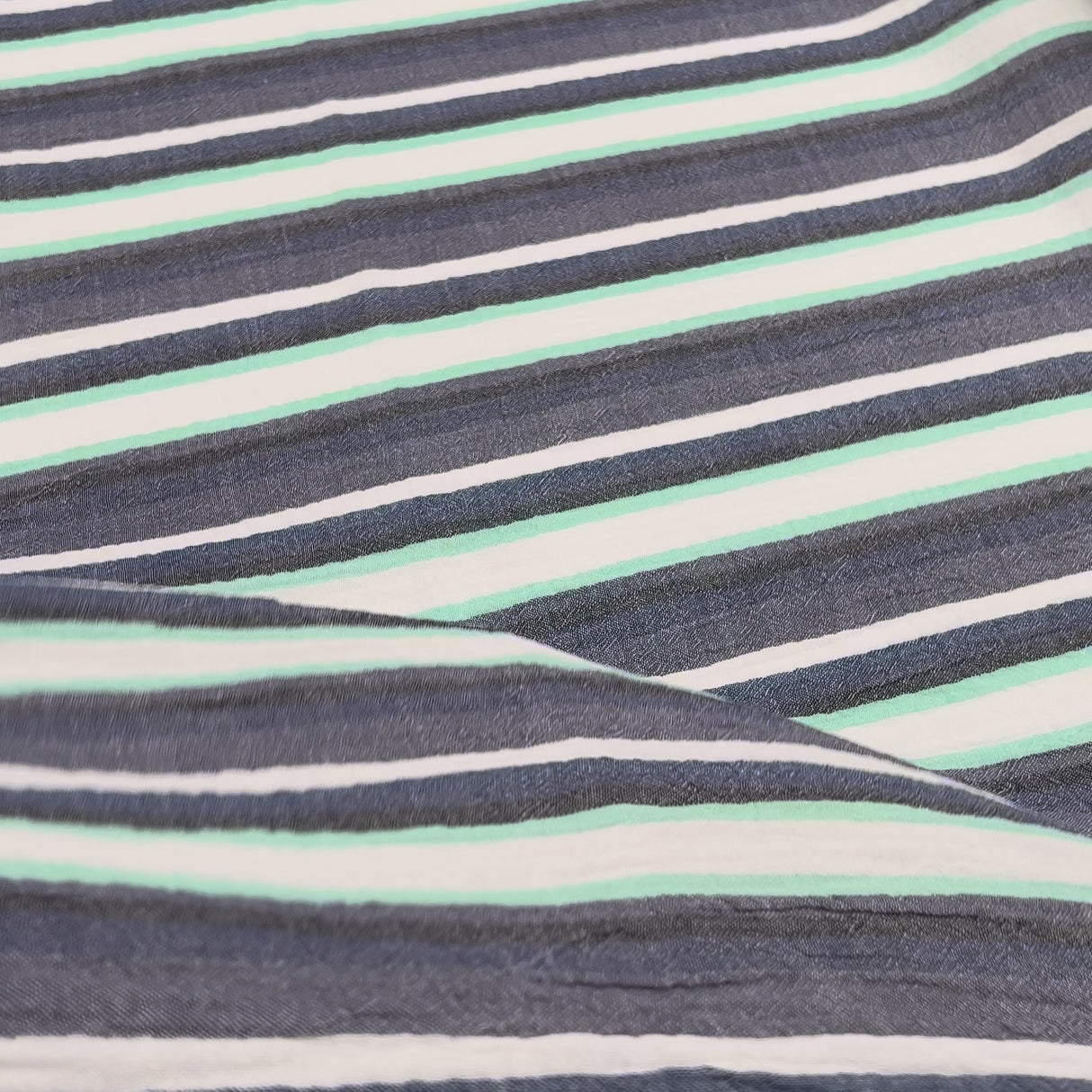 Double Gauze Water Ways Cotton Blue Stripe Dress Fabric Video