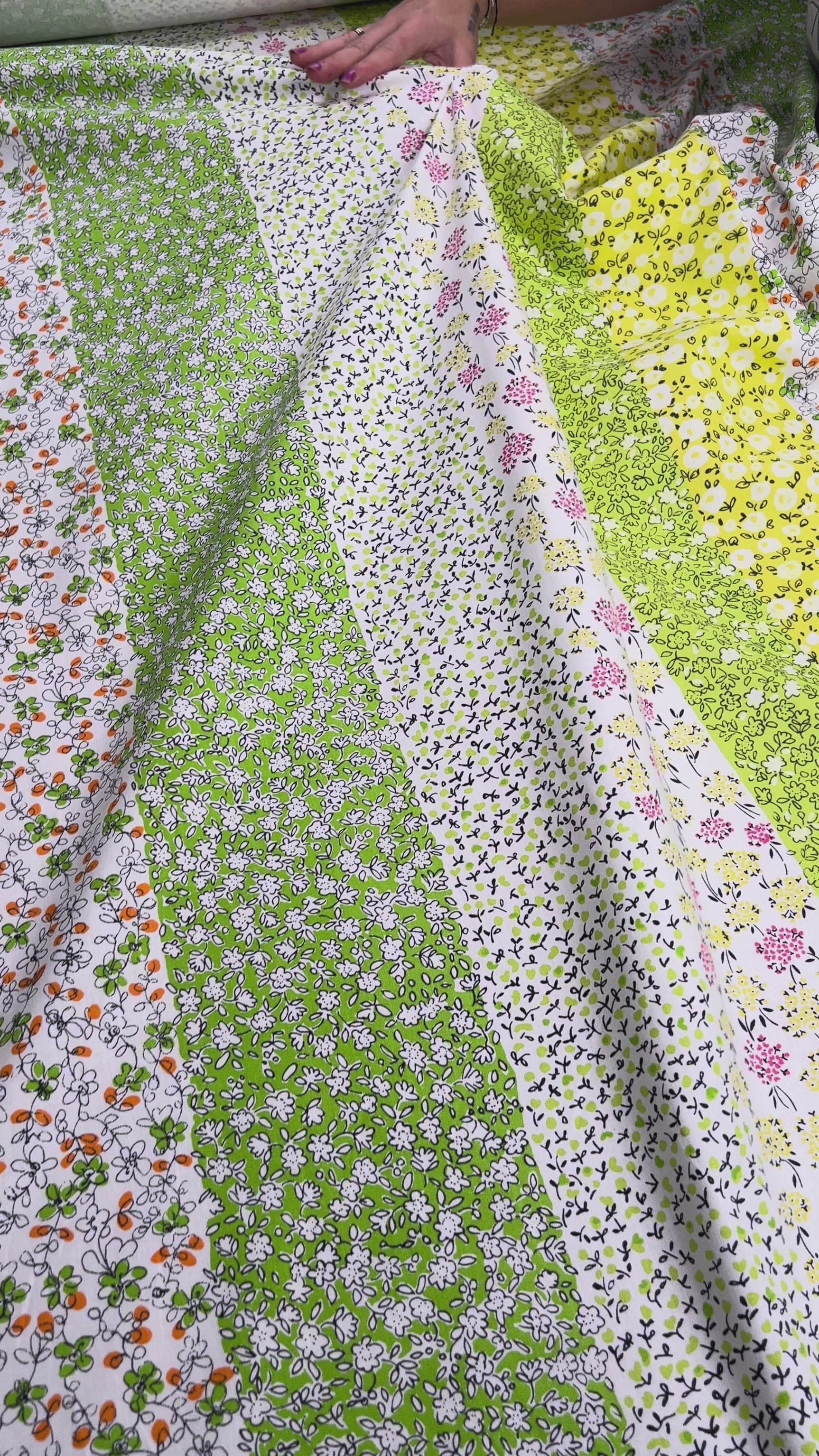 Green Floral Printed Cotton Fabric Designers Guild Forget-Me-Not Video