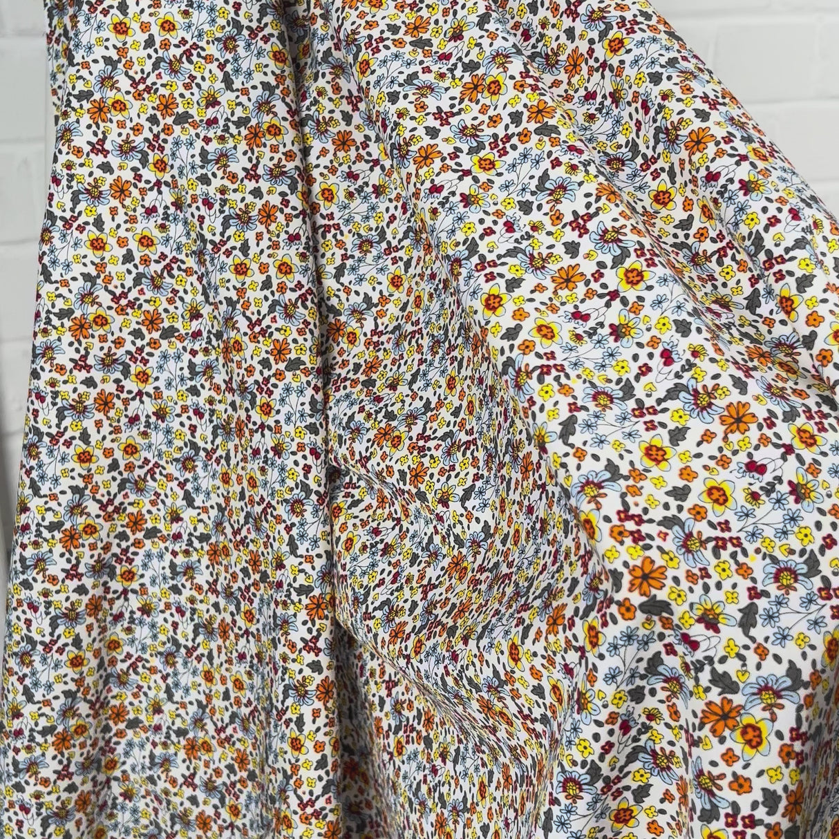 Mens Italian Shirting Marigold Floral Cotton Fabric Video