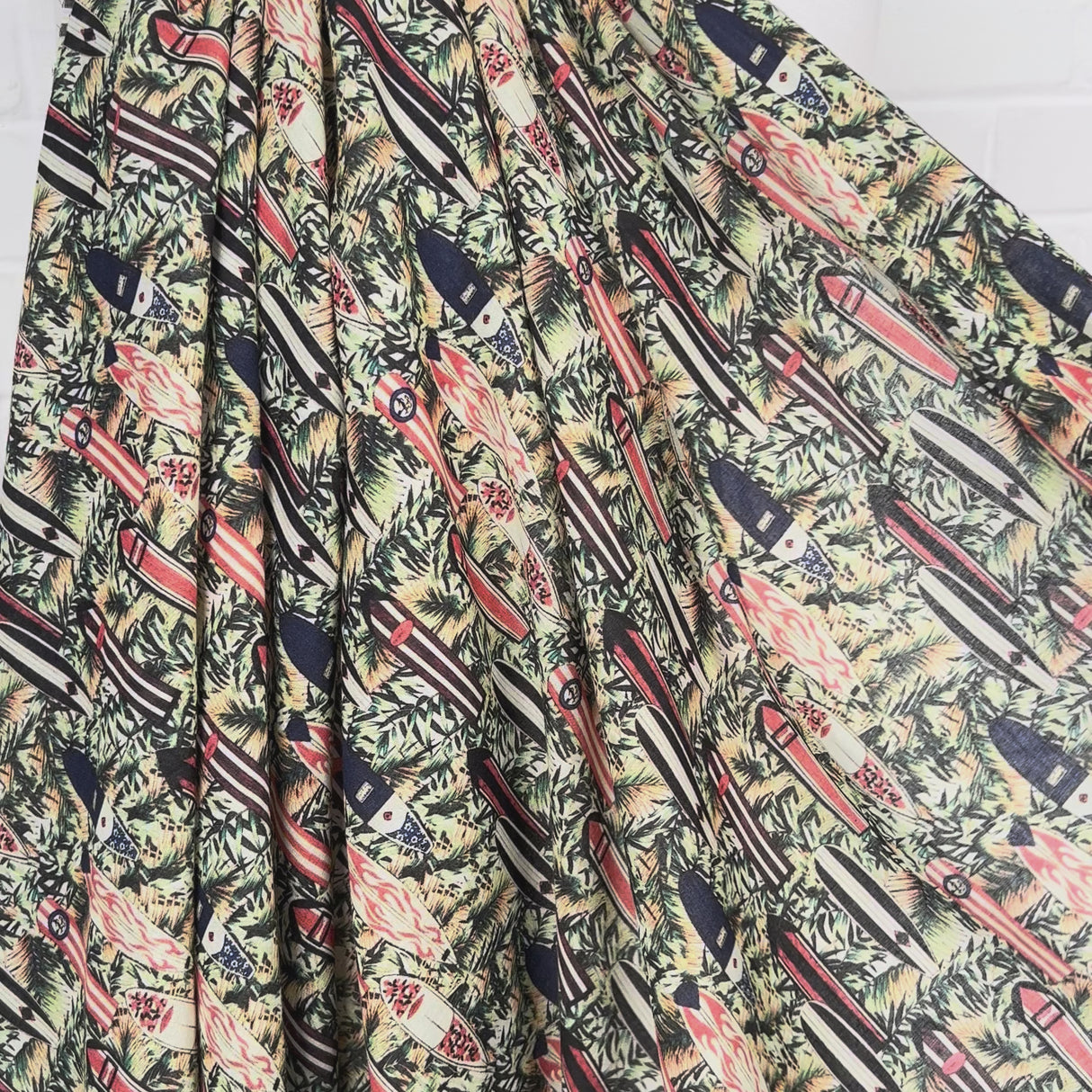 Ex-Designer Surfboard Print Cotton Fabric Italian Voile Fistral Video