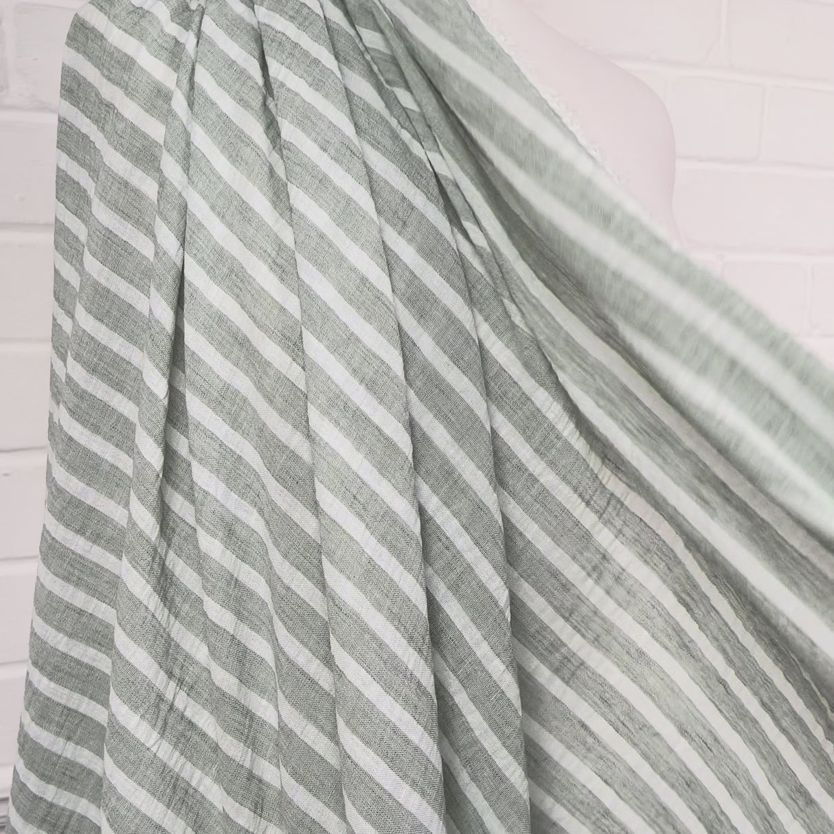 Linen Effect Stripe - Sage