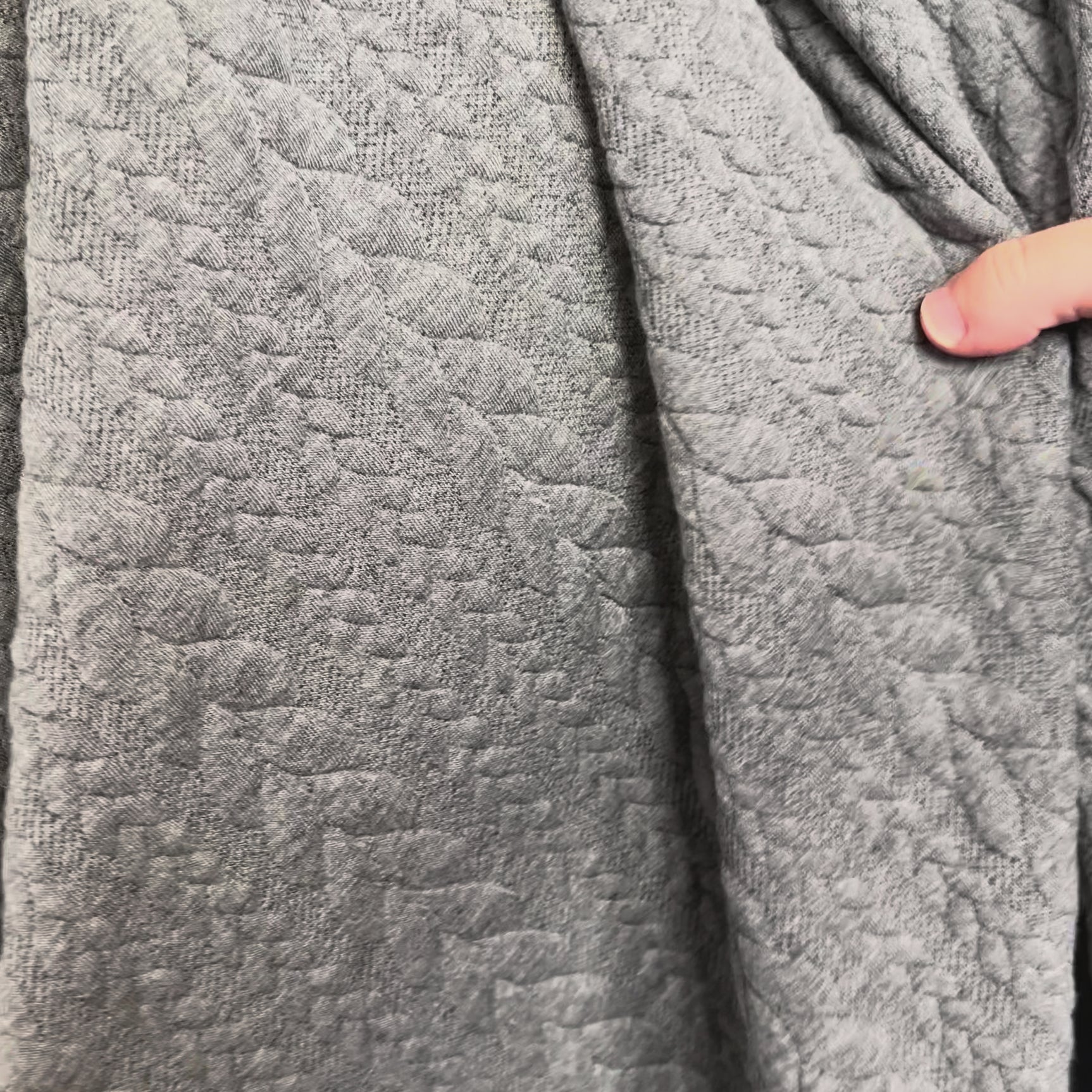 Cable Jersey Grey Marl Polyester Viscose Elastane Rope Double Knit Fabric Video
