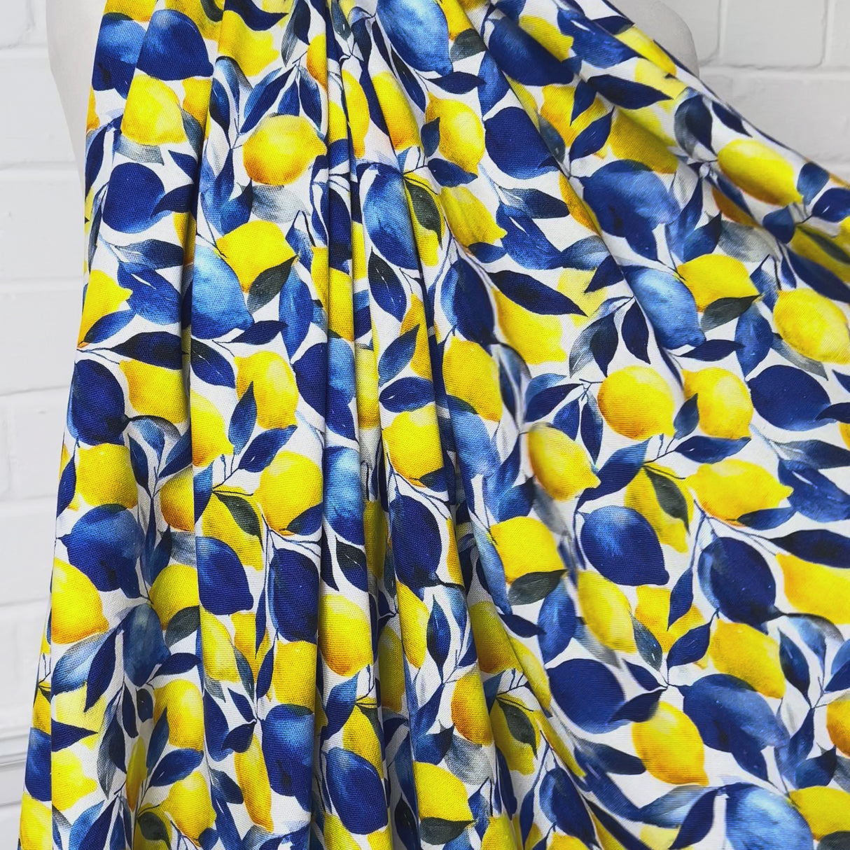 Lemon Print Rayon Linen Blend Dress Fabric Linen Mix Limoncello Video