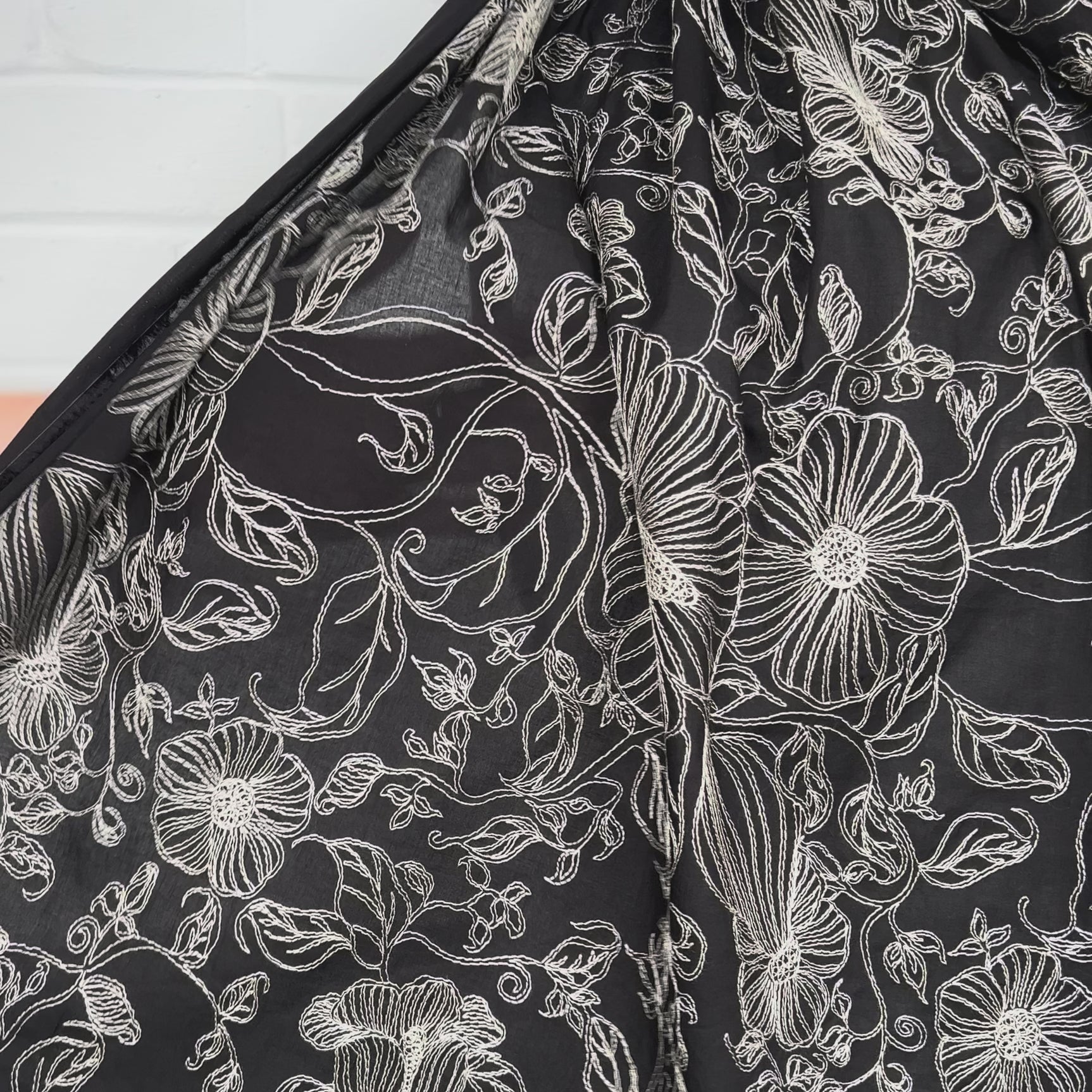 Not Your Average Floral Black Embroidered Cotton Woven Dress Fabric Video