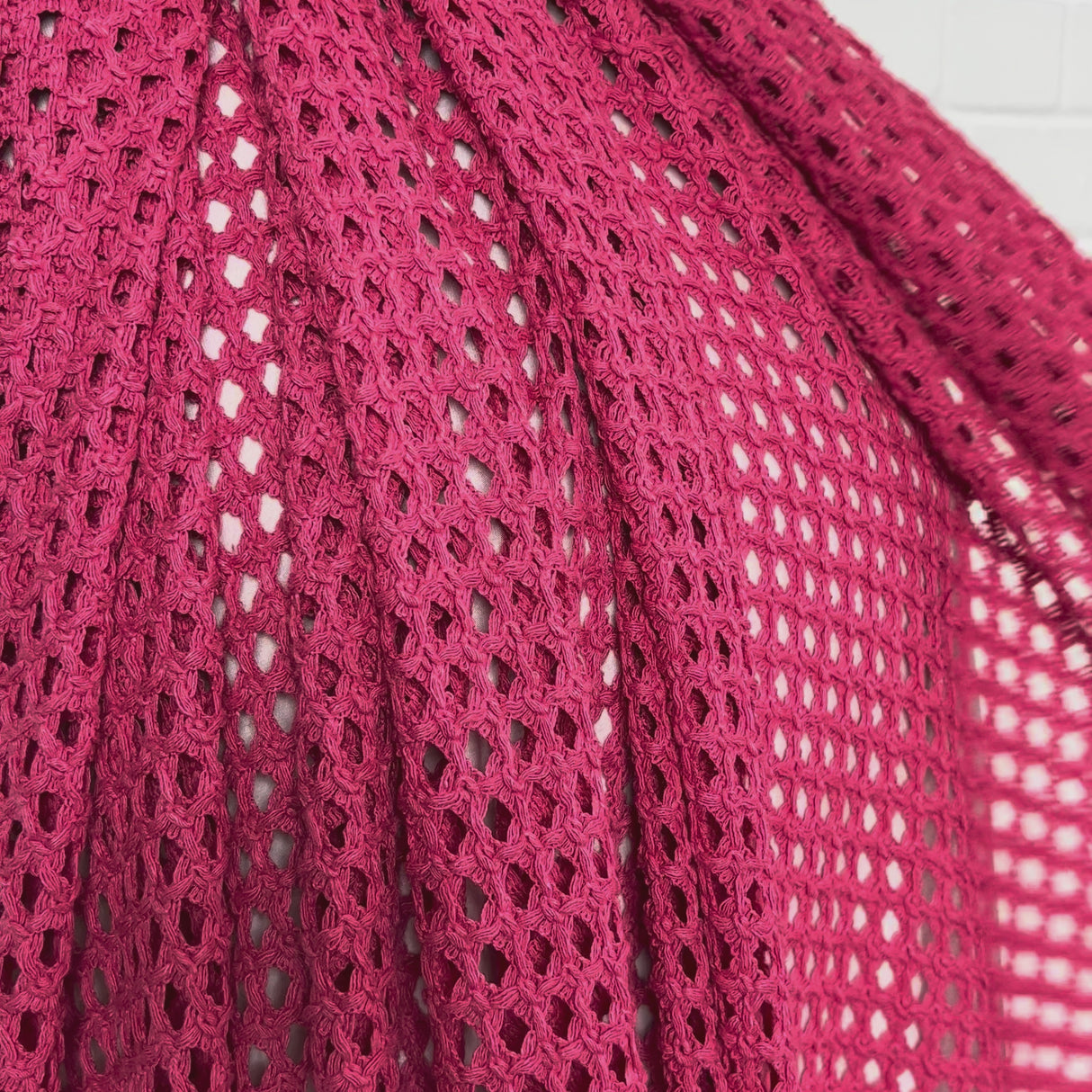 Castaway Crochet Pink Polyester Cotton Knit Fabric Video