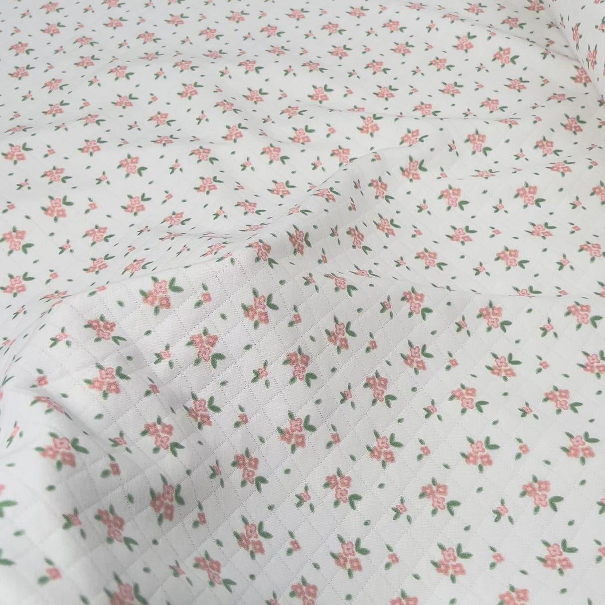 Pink Floral Print Quilted Cotton Jersey Fabric Sophies' Dream Video