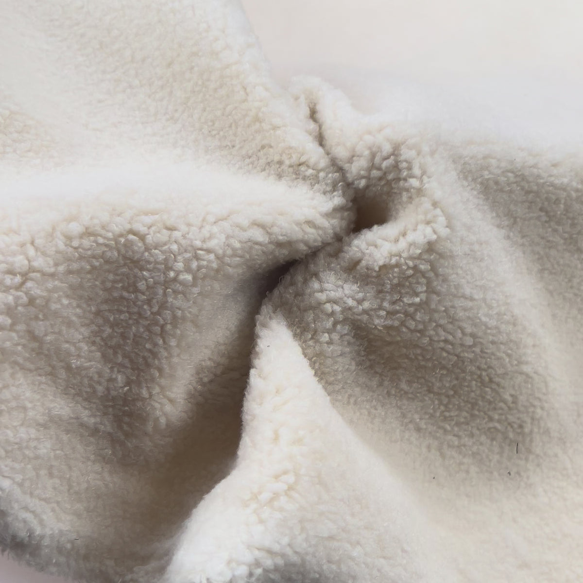 Cream Thick Polyester Soft Plain Fleece Coat Fabric Faithful Flock Video