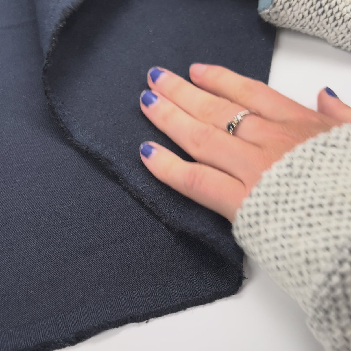 The Last Roll Navy Brushed Cotton Twill German Ex Designer Trouser Fabric Video
