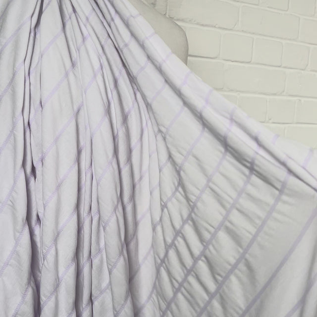Cotton Polyester Jersey Dress Fabric Pucker Up - Lilac Stripe Video