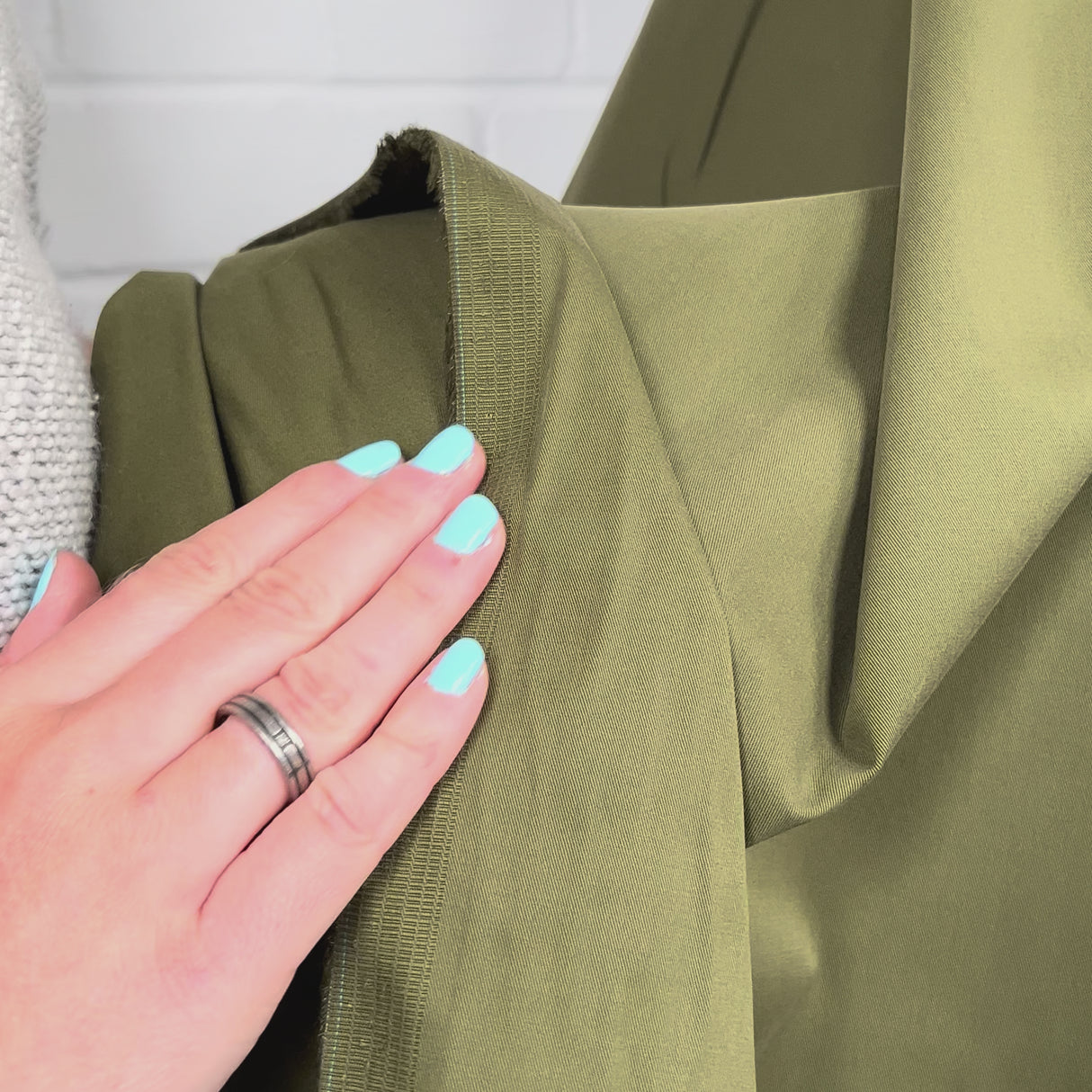 Boyfriend Material Green Cotton Plain Woven Shirting Italian Ex Designer Fabric Video
