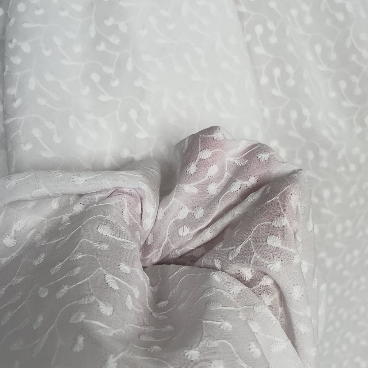 White Floral Embroidered Cotton Lawn Dress Fabric Twice as Nice Video