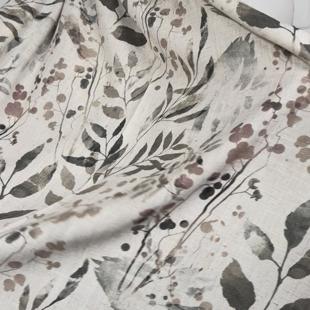Linen Ramble Viscose Natural Leaf Print Woven Dress Fabric Video