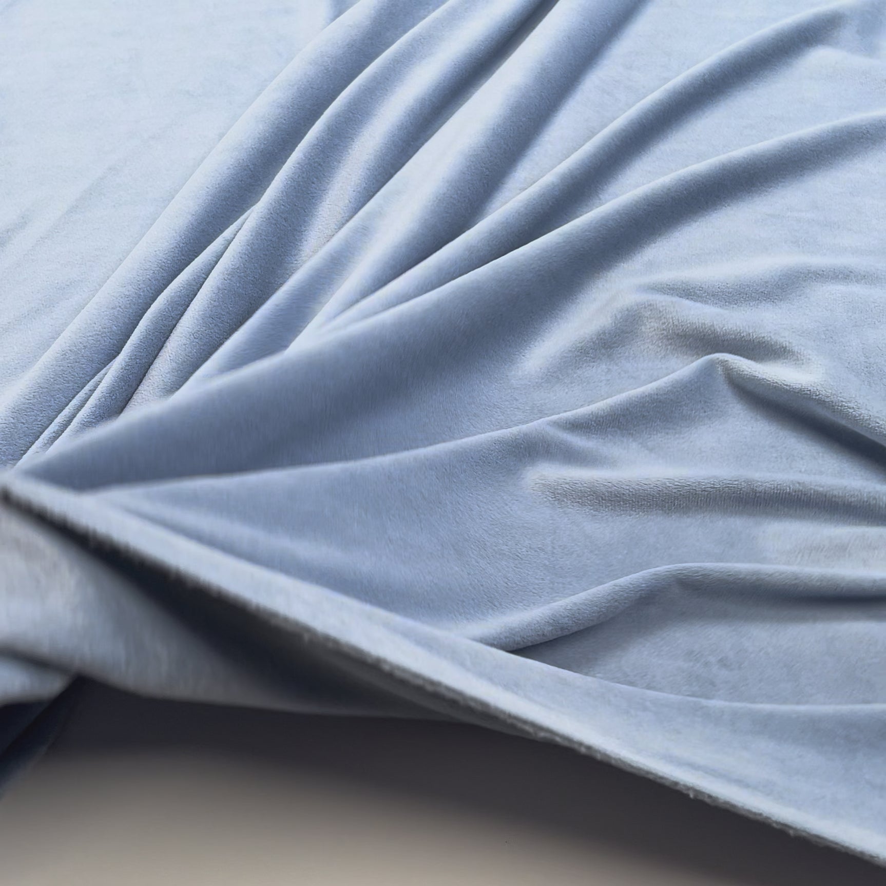 Comfort Velour Sky Blue Polyester Elastane Soft Fleece Jersey Fabric Video