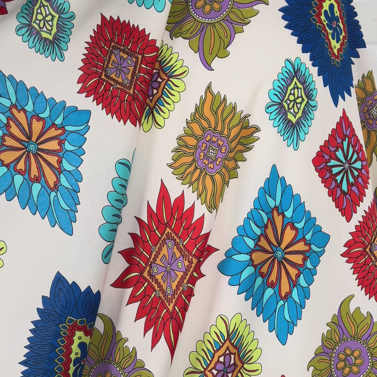 Ray Of Colour Italian Cotton Abstract Multi Floral Sundalia Fabric Video