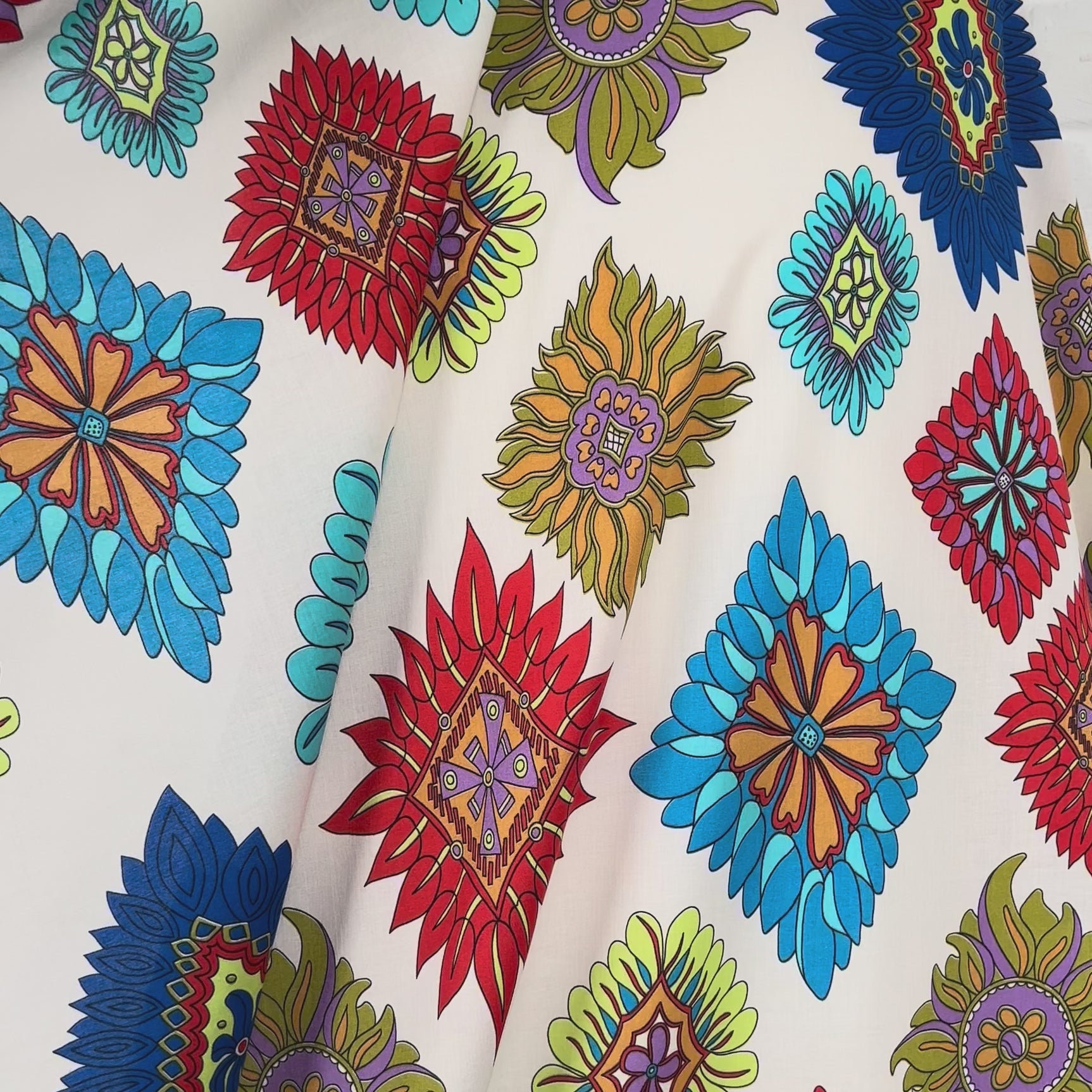 Ray Of Colour Italian Cotton Abstract Multi Floral Sundalia Fabric Video