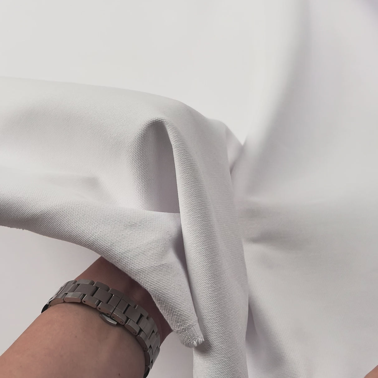 Pretender White Cotton Drill Plain Woven Trouser Fabric Video