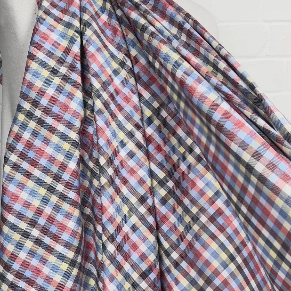 Swiss Coloured Check Shirt Fabric Supima Cotton Red Sky at Night Video