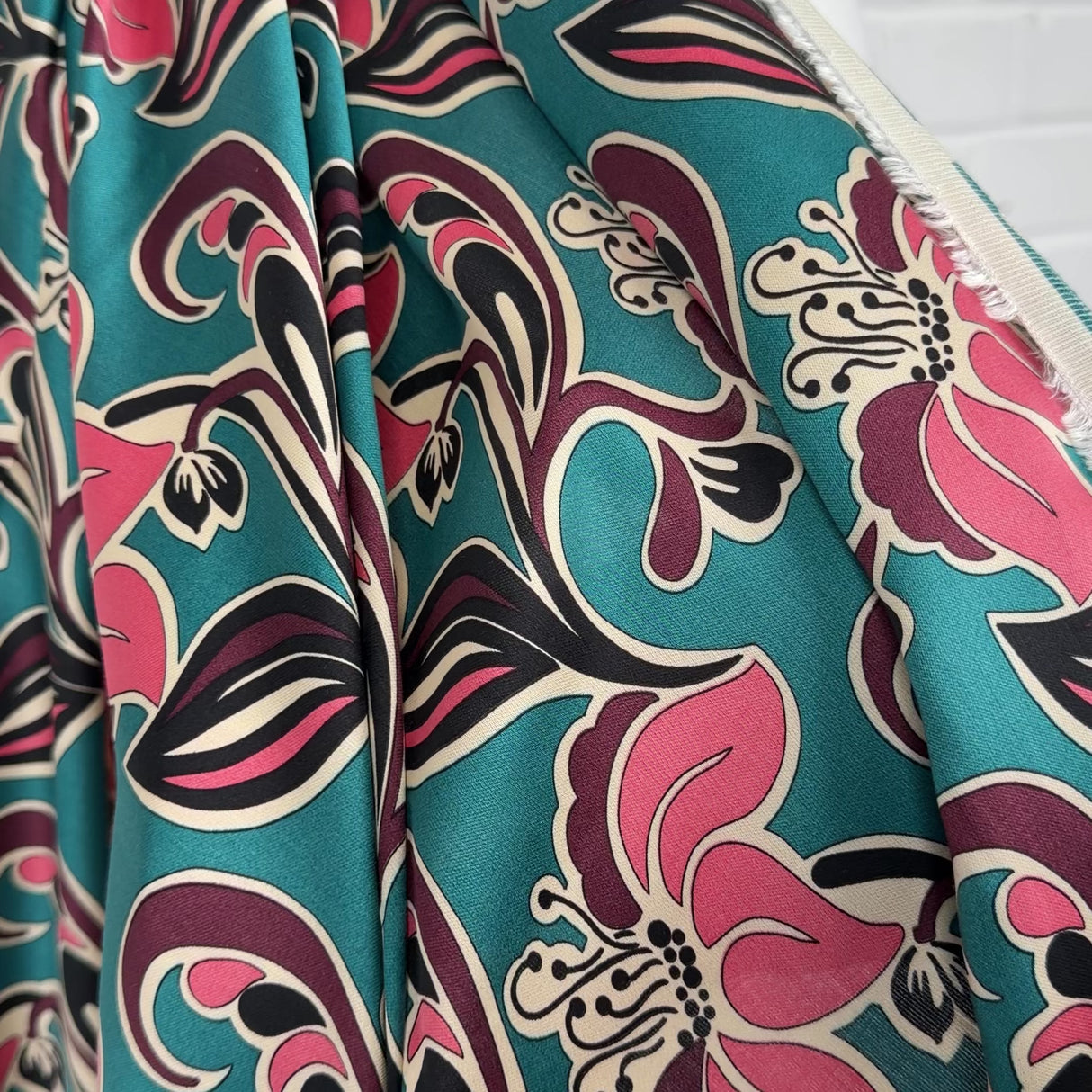 Signature Viscose Muse Teal Pink Abstract Dress Fabric Video